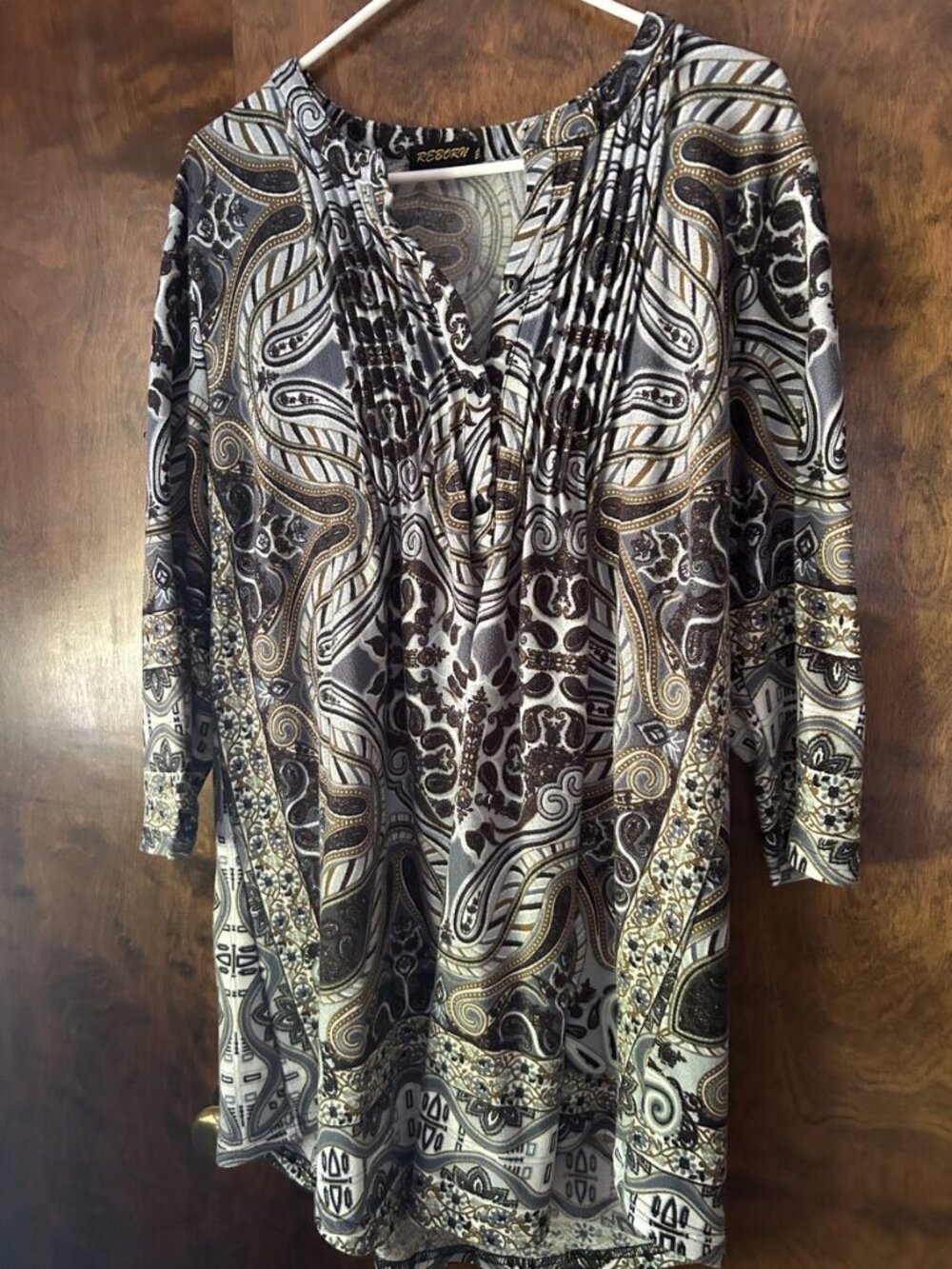 Reborn Black & Gold Paisley Medallion Tunic Dress